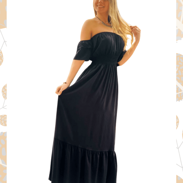 Vestido Cintura Elasticada Negro