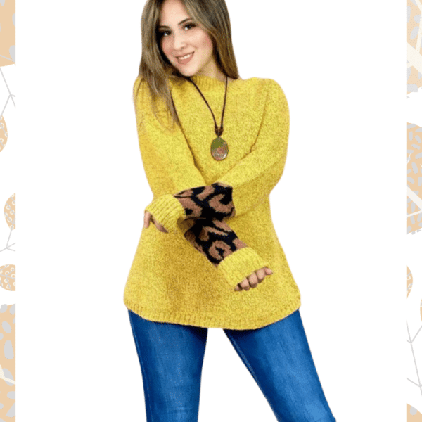 Sweater Lana Manga Animal Print