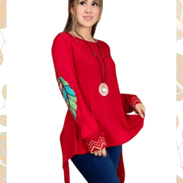 Polera Manga Plumas