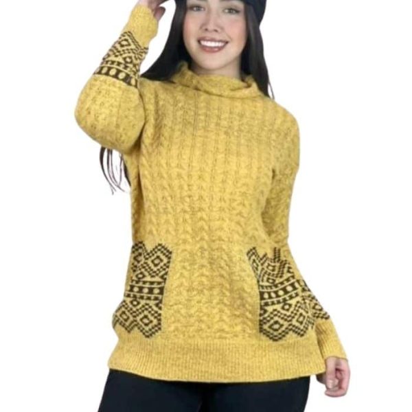 Sweater Diseño Etnico Mostaza