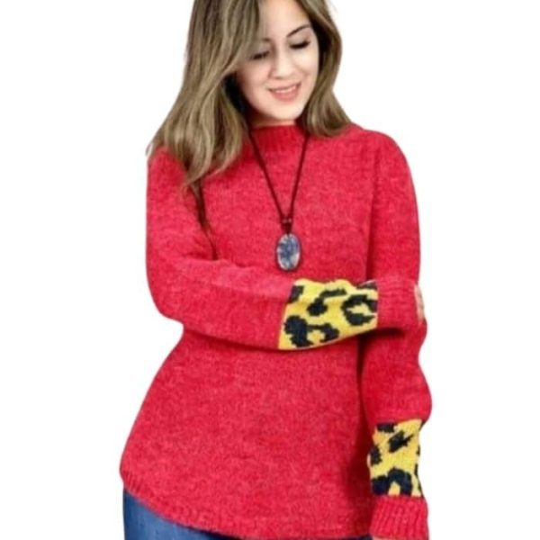 Sweater Lana Rojo Manga Print