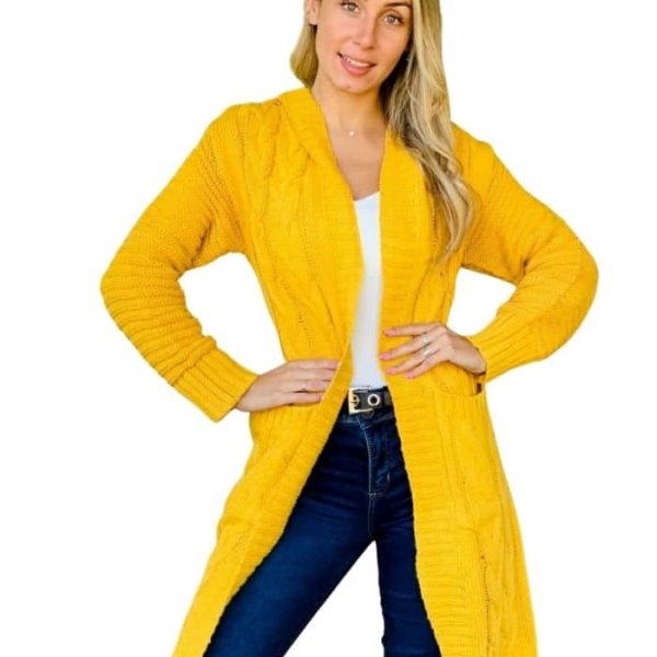 Cardigans Lana con Bolsillos Amarillo