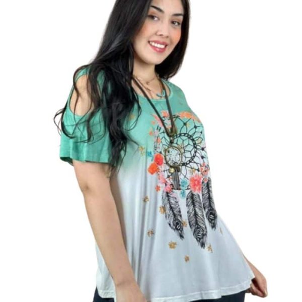 Polera Algodón Diseño Mandala Verde