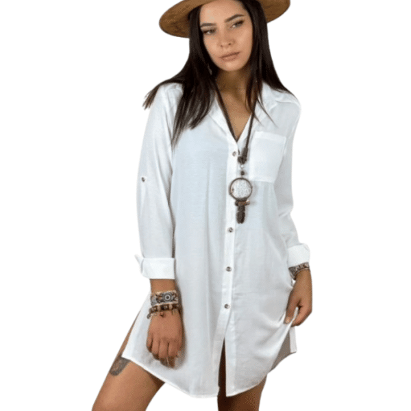 Blusa Camisera Viscosa Blanca