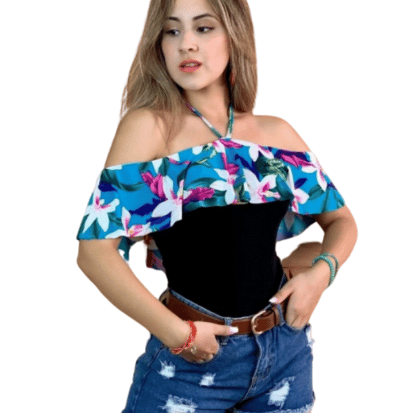 Body Con Tirantes Estampado Negro