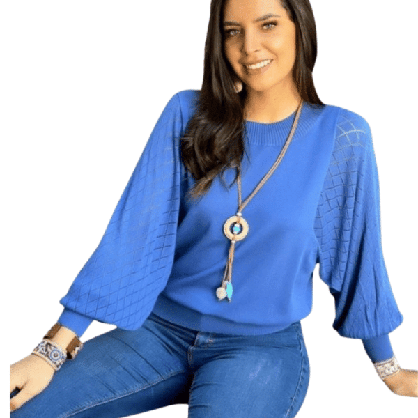 Polera Hilo Spandex Azul