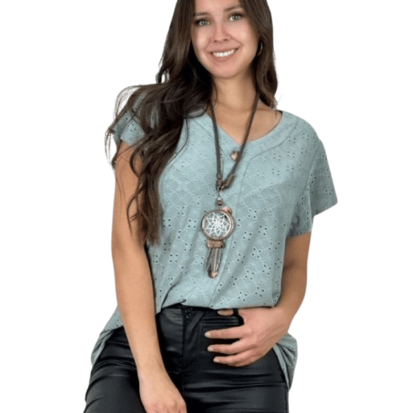 Polera Botones Decorativos Color Verde