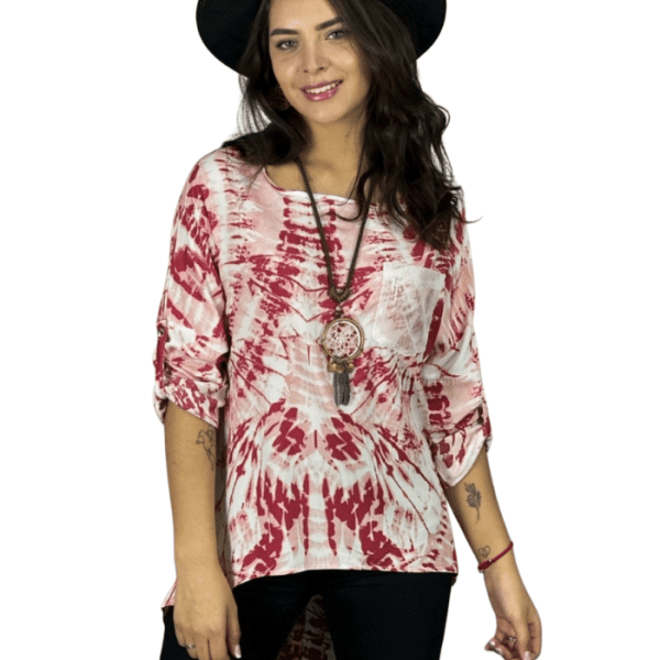 Blusa Diseño Botones Espalda Roja