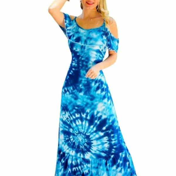 Maxi Vestido Viscosa Celeste